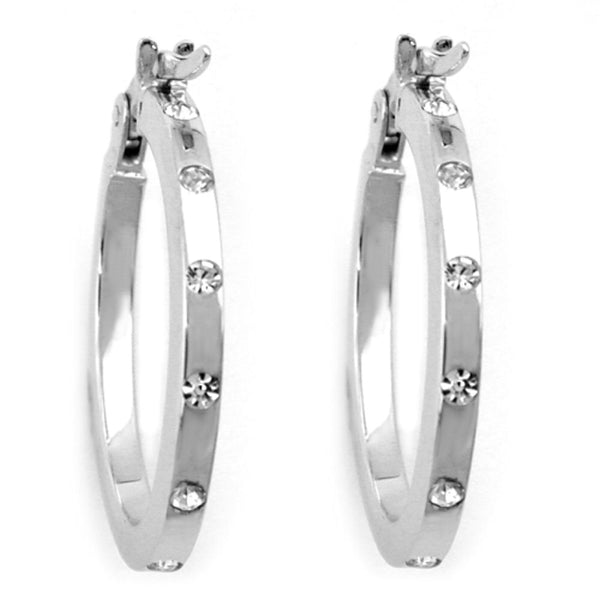 Creole 22mm oval Zirkonias Drahtcreole mit Bügelverschluss Silber 925