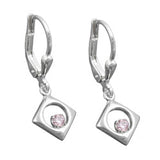 Ohrbrisur Ohrhänger Ohrringe 24x9mm Viereck Zirkonia pink Silber 925