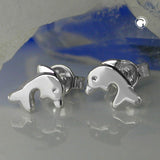 Stecker 8x7mm Delfin glänzend rhodiniert Silber 925