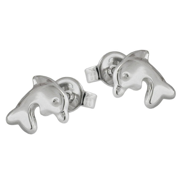Stecker 8x7mm Delfin glänzend rhodiniert Silber 925