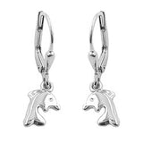 Ohrbrisur Ohrhänger Ohrringe 23x7mm Delfin glänzend rhodiniert Silber 925