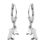 Ohrbrisur Ohrhänger Ohrringe 23x7mm Delfin glänzend rhodiniert Silber 925