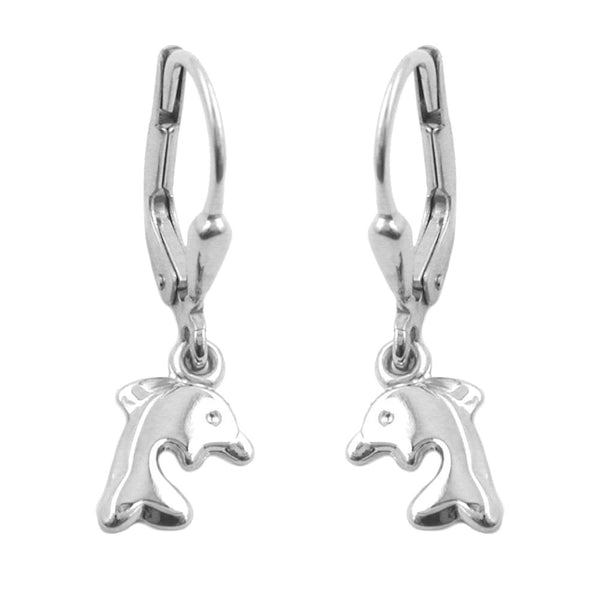 Ohrbrisur Ohrhänger Ohrringe 23x7mm Delfin glänzend rhodiniert Silber 925