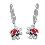 Ohrbrisur Ohrhänger Ohrringe 23x8mm Ohrring laufender Marienkäfer schwarz-rot-lackiert Silber 925