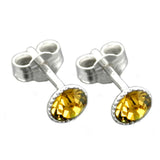 Stecker rund Stein lime gelb Silber 925