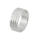 Ring 8mm matt mit 3 diamierten Linien Silber 925 Ringgröße 62