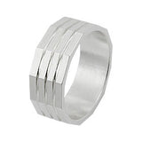 Ring, kantig matt, 3 diam Linien, 925