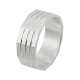 Ring, kantig matt, 3 diam Linien, 925