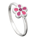 Ring Kinderring mit Blume pink Silber 925 Ringgröße 46