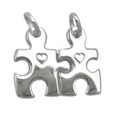 Anhänger 27x22mm Doppelanhänger Bauteile mit Herz glänzend Silber 925