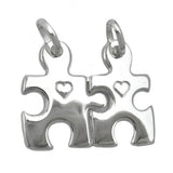 Anhänger 27x22mm Doppelanhänger Bauteile mit Herz glänzend Silber 925
