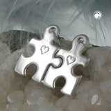Anhänger 27x22mm Doppelanhänger Bauteile mit Herz glänzend Silber 925