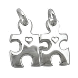 Anhänger 27x22mm Doppelanhänger Bauteile mit Herz glänzend Silber 925
