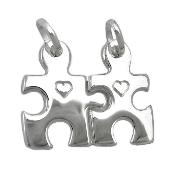 Anhänger 27x22mm Doppelanhänger Bauteile mit Herz glänzend Silber 925