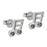 Stecker 7x6mm Musiknote Sechzehntelnote Zirkonia Silber 925