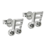 Stecker 7x6mm Musiknote Sechzehntelnote Zirkonia Silber 925