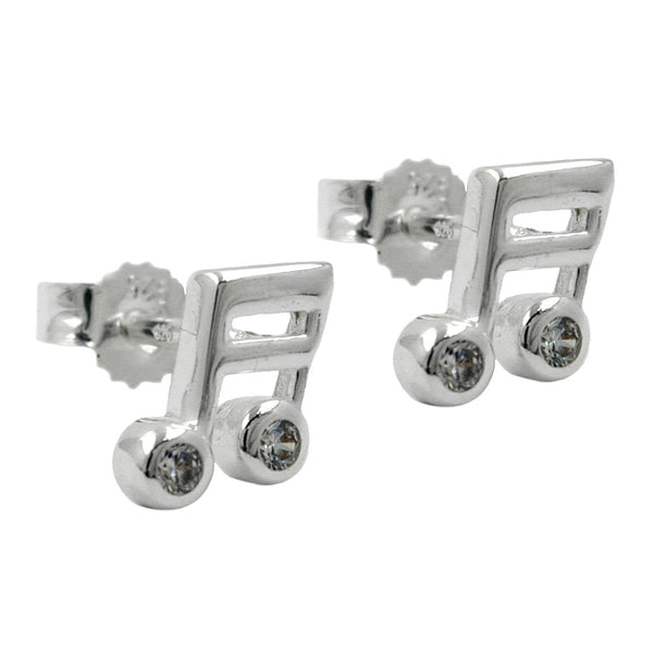 Stecker 7x6mm Musiknote Sechzehntelnote Zirkonia Silber 925