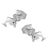 Stecker 9x5mm Delfin mit Zirkonia Silber 925