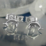 Stecker 9x5mm Delfin mit Zirkonia Silber 925