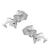 Stecker 9x5mm Delfin mit Zirkonia Silber 925