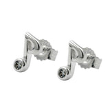 Stecker 7x5mm Musiknote Achtelnote Zirkonia Silber 925