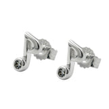 Stecker 7x5mm Musiknote Achtelnote Zirkonia Silber 925