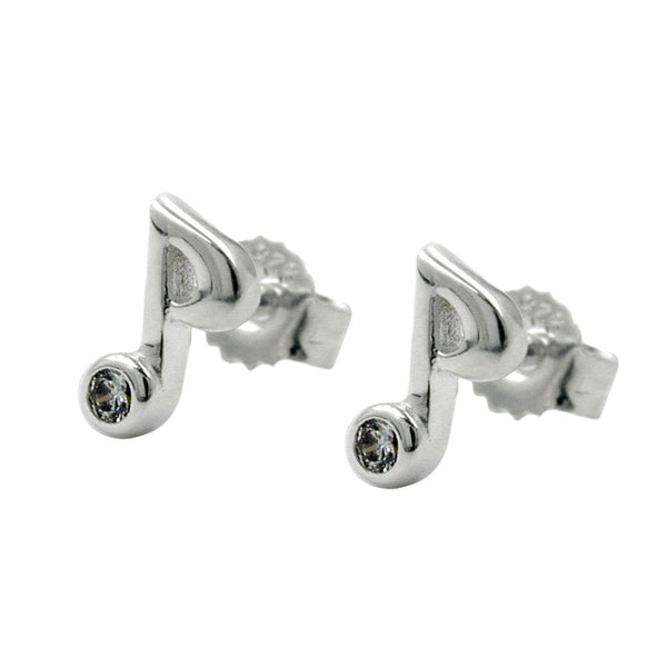 Stecker 7x5mm Musiknote Achtelnote Zirkonia Silber 925