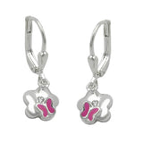 Ohrbrisur Ohrhänger Ohrringe 23x7mm Blume mit Schmetterling Zirkonia Silber 925