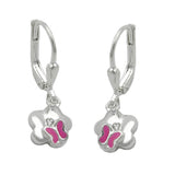 Ohrbrisur Ohrhänger Ohrringe 23x7mm Blume mit Schmetterling Zirkonia Silber 925