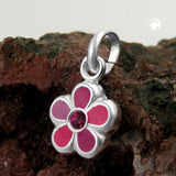 Anhänger 8mm Blume pink lackiert Silber 925