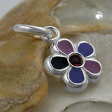 Anhänger 8mm Blume lila lackiert Silber 925
