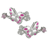 Stecker Schmetterling pink, Silber 925