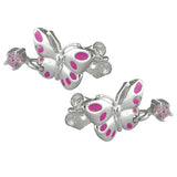Stecker Schmetterling pink, Silber 925