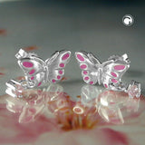 Stecker Schmetterling pink, Silber 925