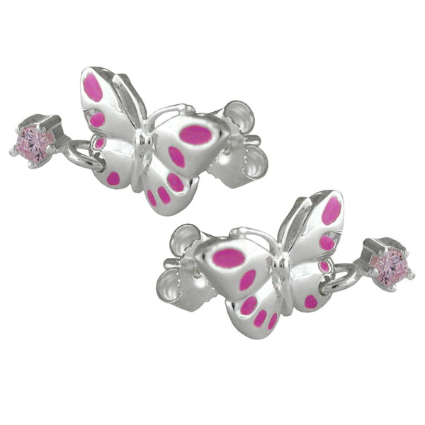 Stecker Schmetterling pink, Silber 925