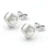 Stecker, 6mm Perle Imitat, Silber 925