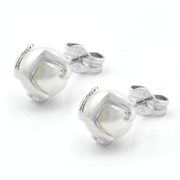 Stecker, 6mm Perle Imitat, Silber 925