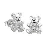 Stecker 9x7mm Kinderohrring kleiner Bär Zirkonia Silber 925