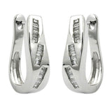Creole 21x6mm Klappscharnier mit Zirkonias rhodiniert Silber 925