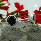Stecker, Zirkonia, schwarz, Silber 925
