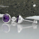 Stecker, Zirkonia amethyst, Silber 925