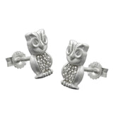 Ohrstecker, Eule matt-glänzend, Zirkonia, Silber 925