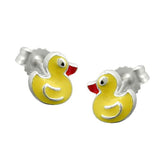Stecker 6mm kleine gelbe Ente farbig lackiert Silber 925