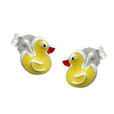 Stecker 6mm kleine gelbe Ente farbig lackiert Silber 925