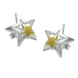 Stecker 11mm Stern bicolor Silber 925