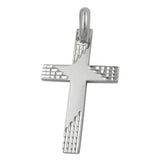Anhänger 35x21mm Kreuz matt-diamantiert rhodiniert Silber 925