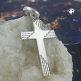 Anhänger 35x21mm Kreuz matt-diamantiert rhodiniert Silber 925