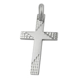 Anhänger 35x21mm Kreuz matt-diamantiert rhodiniert Silber 925