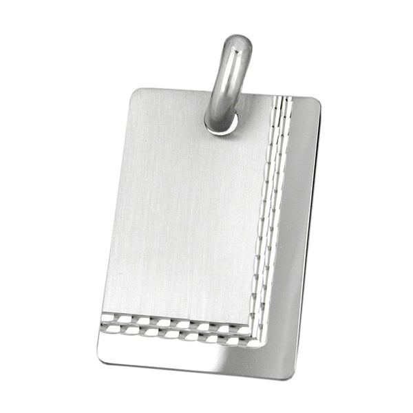 Anhänger, Gravurplatte matt-diamantiert, Silber 925