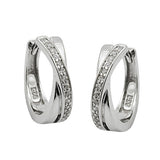 Creole 15x4mm Klappscharnier Zirkonia glänzend rhodiniert Silber 925
